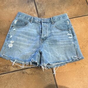By Together Light Blue Distressed Jean Shorts